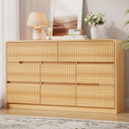 Fluted Dresser for Bedroom, 8 Drawer Dressers for Closet 53" Wide Large Wood Dresser Modern TV Stand, Wooden Clothes Storage Organizer Chest of Drawers for Living Room Hallway Entryway