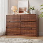 Fluted Dresser for Bedroom, 6 Drawer Dressers for Closet 48" Wide Large Wood Dresser Modern TV Stand, Wooden Clothes Storage Organizer Chest of Drawers for Living Room Hallway Entryway