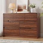 Fluted Dresser for Bedroom, 7 Drawer Dressers for Closet 48" Wide Large Wood Dresser Modern TV Stand, Wooden Clothes Storage Organizer Chest of Drawers for Living Room Hallway Entryway