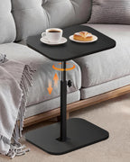 C Shaped End Table with Adjustable Height & 360° Swivel Top, Side Table & TV Tray Table for Living Room, Bedroom, Small Spaces, Black