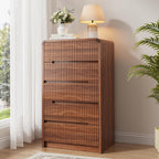 Fluted Dresser for Bedroom, 5 Drawer Dressers for Closet Small Wood Dresser Modern TV Stand, Wooden Clothes Storage Organizer Chest of Drawers for Living Room Hallway Entryway