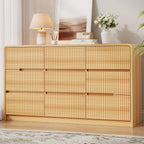 Fluted Dresser for Bedroom, 9 Drawer Dressers for Closet 55" Wide Large Wood Dresser Modern TV Stand, Wooden Clothes Storage Organizer Chest of Drawers for Living Room Hallway Entryway