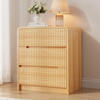 Fluted Dresser for Bedroom, 3 Drawer Dressers for Closet Small Wood Dresser Modern TV Stand, Wooden Clothes Storage Organizer Chest of Drawers for Living Room Hallway Entryway
