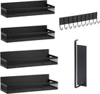 6 Pack Magnetic Shelves for Washing Machine and Fridge, Magnetic Laundry Organizer, Magnetic Fridge Shelves with Versatile Hooks, Paper Towel Holder and Metal Storage Baskets