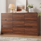 Fluted Dresser for Bedroom, 9 Drawer Dressers for Closet 55" Wide Large Wood Dresser Modern TV Stand, Wooden Clothes Storage Organizer Chest of Drawers for Living Room Hallway Entryway