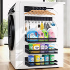 5 Pack Magnetic Shelves for Fridge and Washing Machine, Magnetic Laundry Organizer, Magnetic Spice Rack for Refrigerator with Versatile Hooks, Paper Towel Holder and Metal Storage Baskets