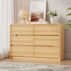 Fluted Dresser for Bedroom, 6 Drawer Dressers for Closet 48" Wide Large Wood Dresser Modern TV Stand, Wooden Clothes Storage Organizer Chest of Drawers for Living Room Hallway Entryway