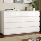 White Wood Dresser for Bedroom, 8 Drawer Dressers for Clothes Storage, Modern Dresser with Wide Drawers, Wide Wooden Chest Drawers for Living Room, Entryway, TV Stand(55" W x15.4 Dx32.3 H)