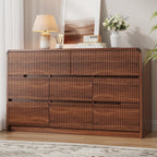 Fluted Dresser for Bedroom, 8 Drawer Dressers for Closet 53" Wide Large Wood Dresser Modern TV Stand, Wooden Clothes Storage Organizer Chest of Drawers for Living Room Hallway Entryway