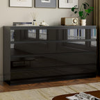 Black Wood Dresser for Bedroom, 8 Drawer Dressers for Clothes Storage, Modern Dresser with Wide Drawers, Wide Wooden Chest Drawers for Living Room, Entryway, TV Stand(55" W x15.4 Dx32.3 H)