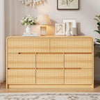 Fluted Dresser for Bedroom, 8 Drawer Dressers for Closet 53" Wide Large Wood Dresser Modern TV Stand, Wooden Clothes Storage Organizer Chest of Drawers for Living Room Hallway Entryway