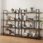 Heavy Duty 4-Tier Industrial Bookcase, 47" Wide Wood Bookshelf for Home Office, 120lbs Shelf Capacity, Rustic Open Shelving Display with Reinforced Horizontal Shelf for Living Room Bedroom