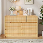 Fluted Dresser for Bedroom, 7 Drawer Dressers for Closet 48" Wide Large Wood Dresser Modern TV Stand, Wooden Clothes Storage Organizer Chest of Drawers for Living Room Hallway Entryway