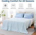 Cooling Comforter Twin Size for Hot Sleepers, 68"x90" Summer Cooling Blanket for Night Sweats, Silk Soft Lightweight Breathable All-Season Blue Cooling Quilt Blanket