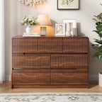 Fluted Dresser for Bedroom, 7 Drawer Dressers for Closet 48" Wide Large Wood Dresser Modern TV Stand, Wooden Clothes Storage Organizer Chest of Drawers for Living Room Hallway Entryway