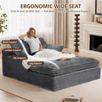 Oversized Chaise Lounge Chair, 57.5'' Deep Seat with 6'' Thick Cushion, Upholstered Sleeper Sofa with Pillows, Comfy Lounge Chair for Tall Adults, Living Room or Bedroom(Grey)