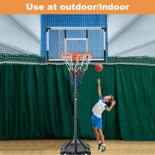 33 in Portable Basketball Hoop Outdoor, 5-10FT Adjustable Basketball Goals with Enlarged Base and PC Backboard, Basketball Hoops System for Backyard, Park