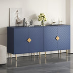 Sideboard Cabinet, 63'' Modern Buffet Cabinet with Storage Set of 2, Credenza with 4 Doors and Adjustable Shelves, Sideboard for Living Room, Kitchen and Entryway, Blue