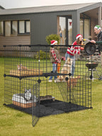 2 Tier Cat Cage with Climbing Ladder, Detachable Metal Wire Cat Kennels for Indoor Cats, DIY Cat Crate for Ferret, Squirrel and Small Animals, Black