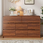 Fluted Dresser for Bedroom, 8 Drawer Dressers for Closet 53" Wide Large Wood Dresser Modern TV Stand, Wooden Clothes Storage Organizer Chest of Drawers for Living Room Hallway Entryway