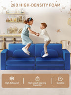Modular Kids Play Couch, 10PCS Nugget Couch Kids for Boys and Girls, Child Sectional Sofa Versatile Kid Sofa for Playroom, Bedroom, Classroom, Navy Blue