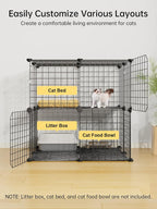 2 Tier Cat Cage with Climbing Ladder, Detachable Metal Wire Cat Kennels for Indoor Cats, DIY Cat Crate for Ferret, Squirrel and Small Animals, Black
