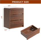 Fluted Dresser for Bedroom, 3 Drawer Dressers for Closet Small Wood Dresser Modern TV Stand, Wooden Clothes Storage Organizer Chest of Drawers for Living Room Hallway Entryway