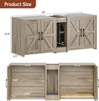 Litter Box Enclosure for 2 Cats, Hidden Litter Box Furniture with Double Rooms, Cat Bed, PVC Pad and Scratch Pad, Grey