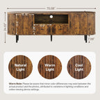 70" Fluted TV Stand, Mid Century Modern TV Stand for TVs up to 80", Entertainment Center with Storage, Adjustable Shelves, Wood Media Console for Living Room, Bedroom,Rustic Brown