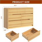 Fluted Dresser for Bedroom, 7 Drawer Dressers for Closet 48" Wide Large Wood Dresser Modern TV Stand, Wooden Clothes Storage Organizer Chest of Drawers for Living Room Hallway Entryway