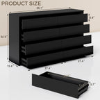 Black Wood Dresser for Bedroom, 8 Drawer Dressers for Clothes Storage, Modern Dresser with Wide Drawers, Wide Wooden Chest Drawers for Living Room, Entryway, TV Stand(55" W x15.4 Dx32.3 H)