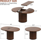 Extendable Dining Room Table Round Dining Table for 4 6 8, 43"-59" Modern Wood Kitchen Table with Removable Leaves Extendable Dinner Tables|Living Room|Small Space