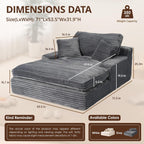 Oversized Chaise Lounge Chair, 57.5'' Deep Seat with 6'' Thick Cushion, Upholstered Sleeper Sofa with Pillows, Comfy Lounge Chair for Tall Adults, Living Room or Bedroom(Grey)