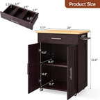 Kitchen Island Cart with Storage, Small Kitchen Island on Wheels with Large Drawer, Adjustable Shelf & Towel Rack, Rolling Island Table for Kitchen & Dining Room, Dark Coffee