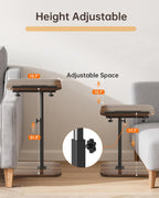 C Shaped End Table with Adjustable Height & 360° Swivel Top, Side Table & TV Tray Table for Living Room, Bedroom, Small Spaces, Walnut