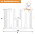 Pet Gate With Cat Door, 29.5-43'' Extra Wide Auto Close Dog Gate Indoor, 1.37'' Narrower Bar Spacing, No Drilling Pressure Mounted Easy Walk Thru for Doorway and Stairs