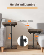 C Shaped End Table with Adjustable Height & 360° Swivel Top, Side Table & TV Tray Table for Living Room, Bedroom, Small Spaces, Brown