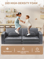 Modular Kids Play Couch, 10PCS Nugget Couch Kids for Boys and Girls, Child Sectional Sofa Versatile Kid Sofa for Playroom, Bedroom, Classroom, Grey