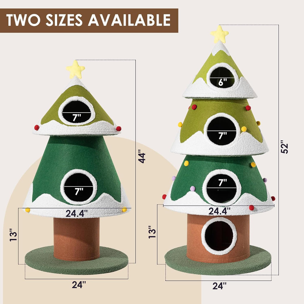 Christmas Cat Tree, 4 Cat House for Multi-Cat Households (Large)