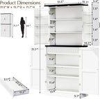 72" Tall Pantry Cabinet, 31.5" W Larger Farmhouse Kitchen Pantry Cabinet with Barn Doors, Hidden Drawer and 4 Shelves, Wood Versatile Storage Cabinet for Kitchen, Dining Room, Living Room