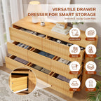 Fluted Dresser for Bedroom, 8 Drawer Dressers for Closet 53" Wide Large Wood Dresser Modern TV Stand, Wooden Clothes Storage Organizer Chest of Drawers for Living Room Hallway Entryway