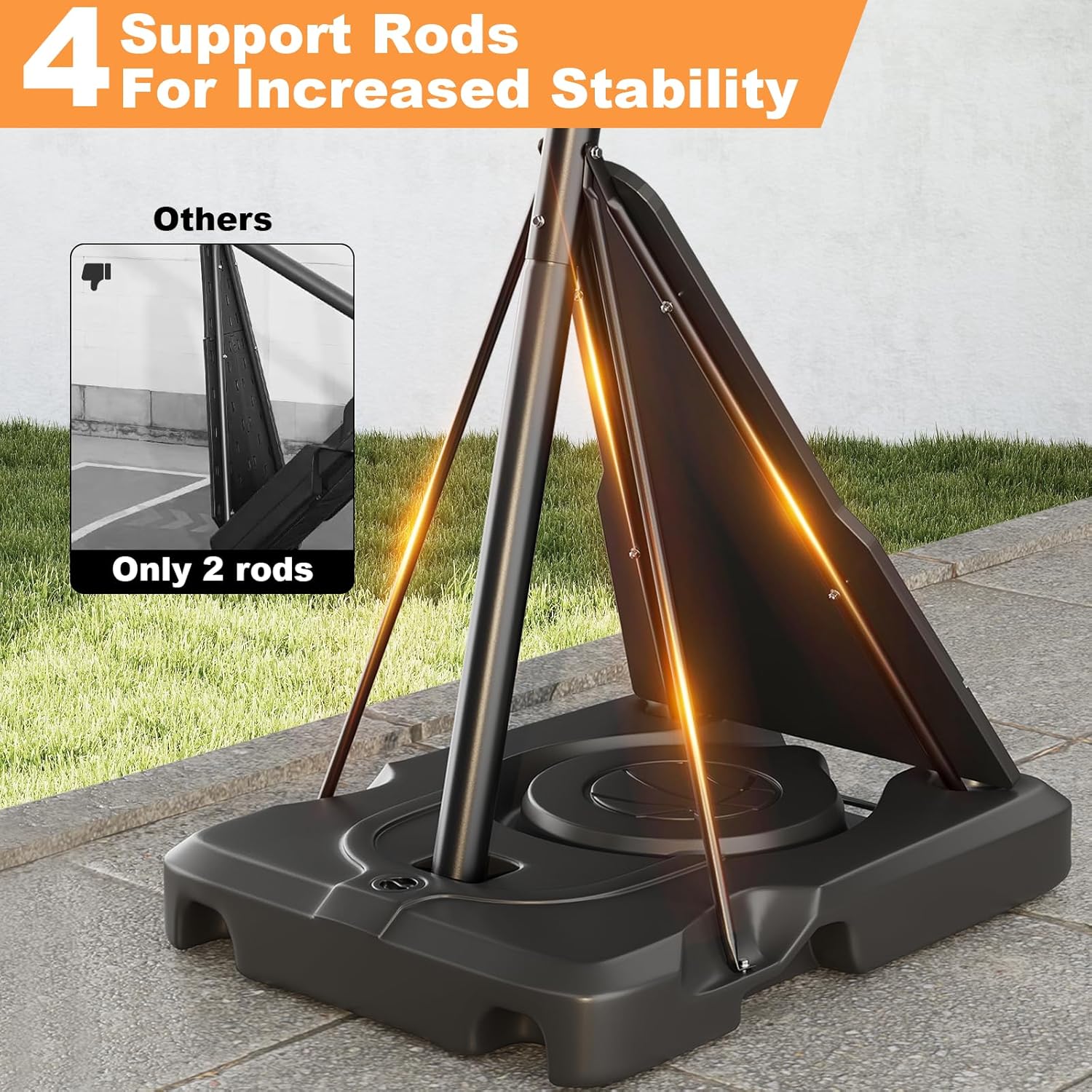 44 Inch Basketball Hoop, 5-10FT Height Adjustable Basketball Hoop Goal System with Shatterproof Backboard and Wheels, Outdoor Portable Basketball Goals for Backyard, Garage, Park (Hand Pull)