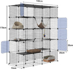 5-Tier 70 Inch Large Cat Cages, DIY Cat Enclosure Indoor with 5 Doors 12 Jumping, Large Detachable Metal Wire Cat Kennel Exercise Place Ideal for 1-4 Cats