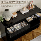Black Wood Dresser for Bedroom, 8 Drawer Dressers for Clothes Storage, Modern Dresser with Wide Drawers, Wide Wooden Chest Drawers for Living Room, Entryway, TV Stand(55" W x15.4 Dx32.3 H)