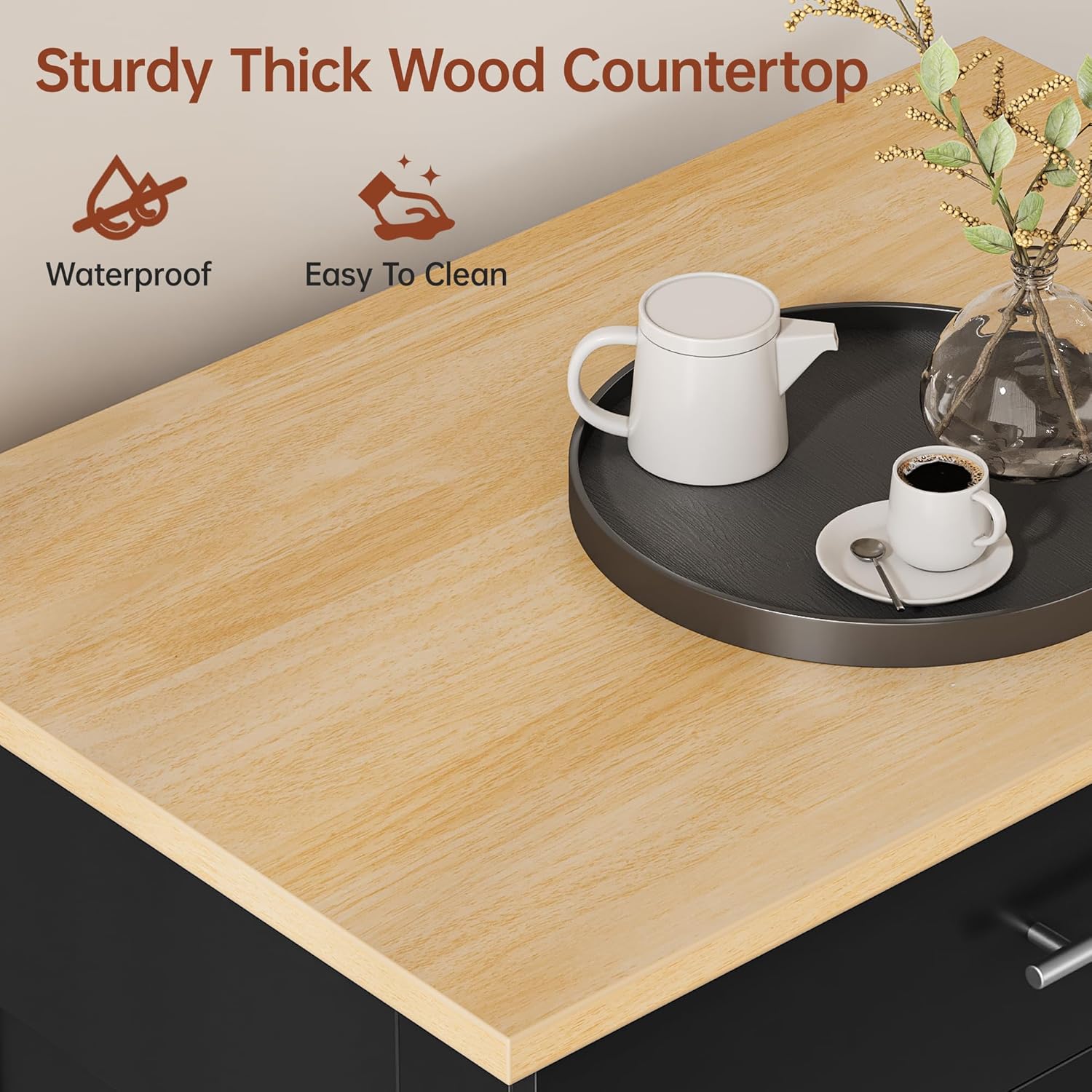 Kitchen Island Cart with Storage, Small Kitchen Island on Wheels with Large Drawer, Adjustable Shelf & Towel Rack, Rolling Island Table for Kitchen & Dining Room, Black