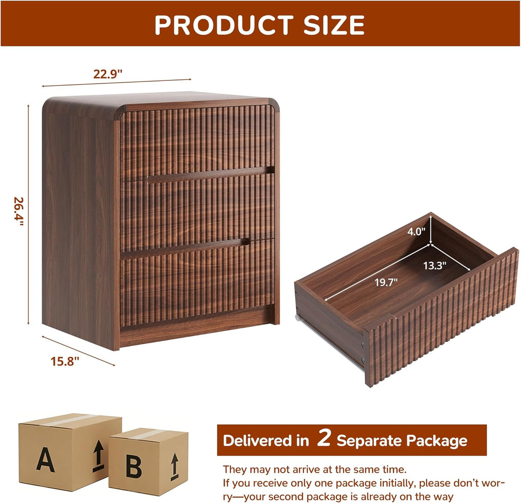 Fluted Dresser for Bedroom, 5 Drawer Dressers for Closet Small Wood Dresser Modern TV Stand, Wooden Clothes Storage Organizer Chest of Drawers for Living Room Hallway Entryway