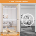 71'' Extra Tall Pet Gate, 31.5-43.3'' Extra Wide Cat Gate for Doorway, No Drilling, 1.37'' Extra Narrow Gap, Double Opening & Easy Lock, Cat Proof Gate Full Door