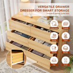 Fluted Dresser for Bedroom, 6 Drawer Dressers for Closet 48" Wide Large Wood Dresser Modern TV Stand, Wooden Clothes Storage Organizer Chest of Drawers for Living Room Hallway Entryway