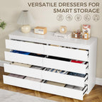 White Wood Dresser for Bedroom, 8 Drawer Dressers for Clothes Storage, Modern Dresser with Wide Drawers, Wide Wooden Chest Drawers for Living Room, Entryway, TV Stand(55" W x15.4 Dx32.3 H)