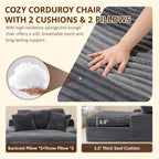 Oversized Chaise Lounge Chair, 57.5'' Deep Seat with 6'' Thick Cushion, Upholstered Sleeper Sofa with Pillows, Comfy Lounge Chair for Tall Adults, Living Room or Bedroom(Grey)